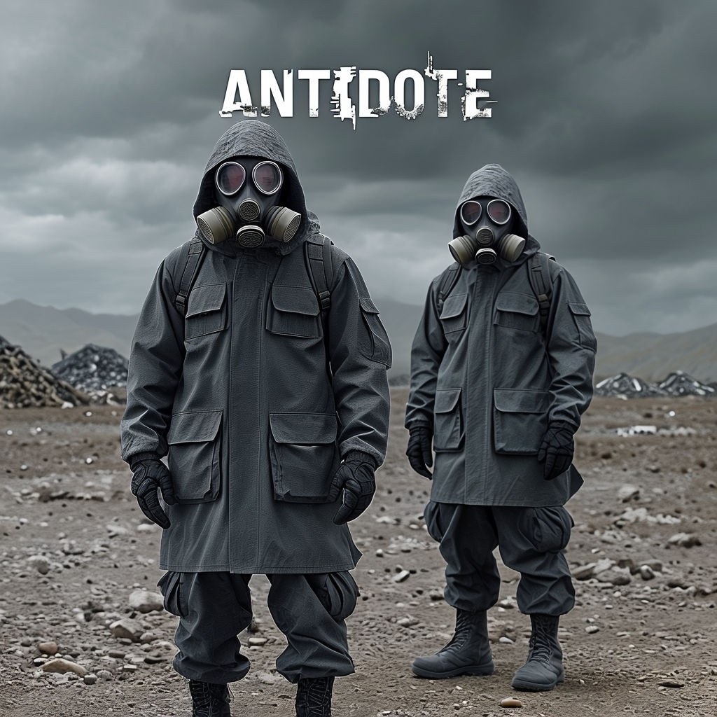 Ominous Post-Apocalyptic Antidote Scene with Dark Figures Artwork Spotify Album Cover