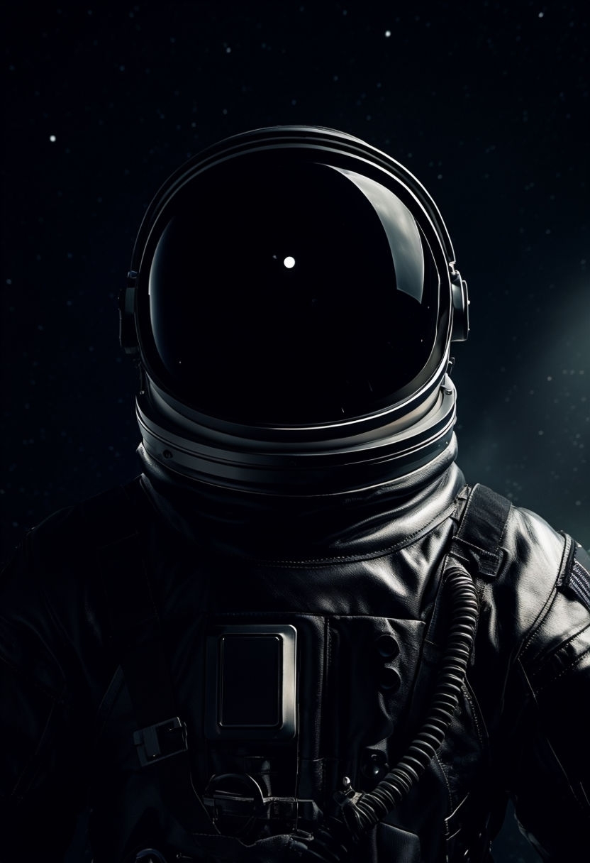 Futuristic Black Astronaut Portrait in Starry Space Background Mobile Wallpaper