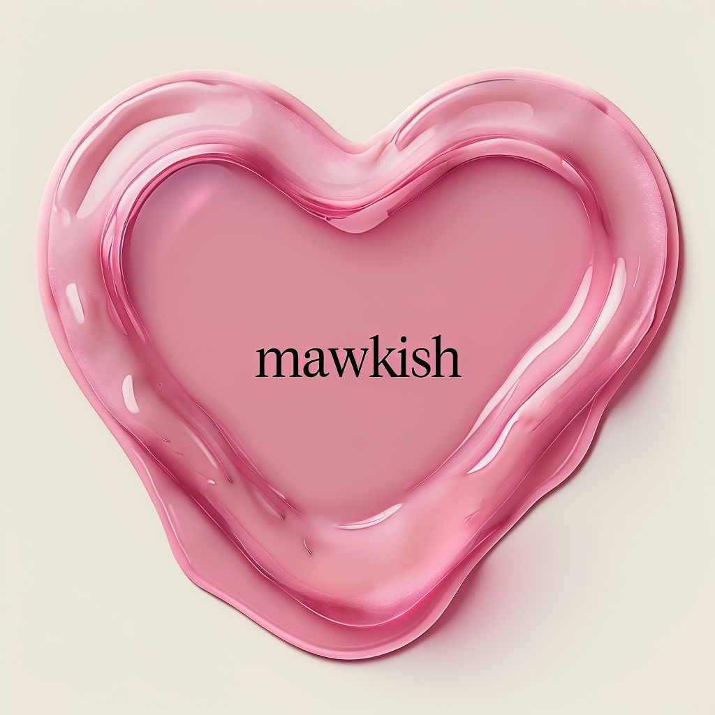 Glossy Pink Heart-Shaped Puddle Artwork with Mawkish Text Spotify Album Cover