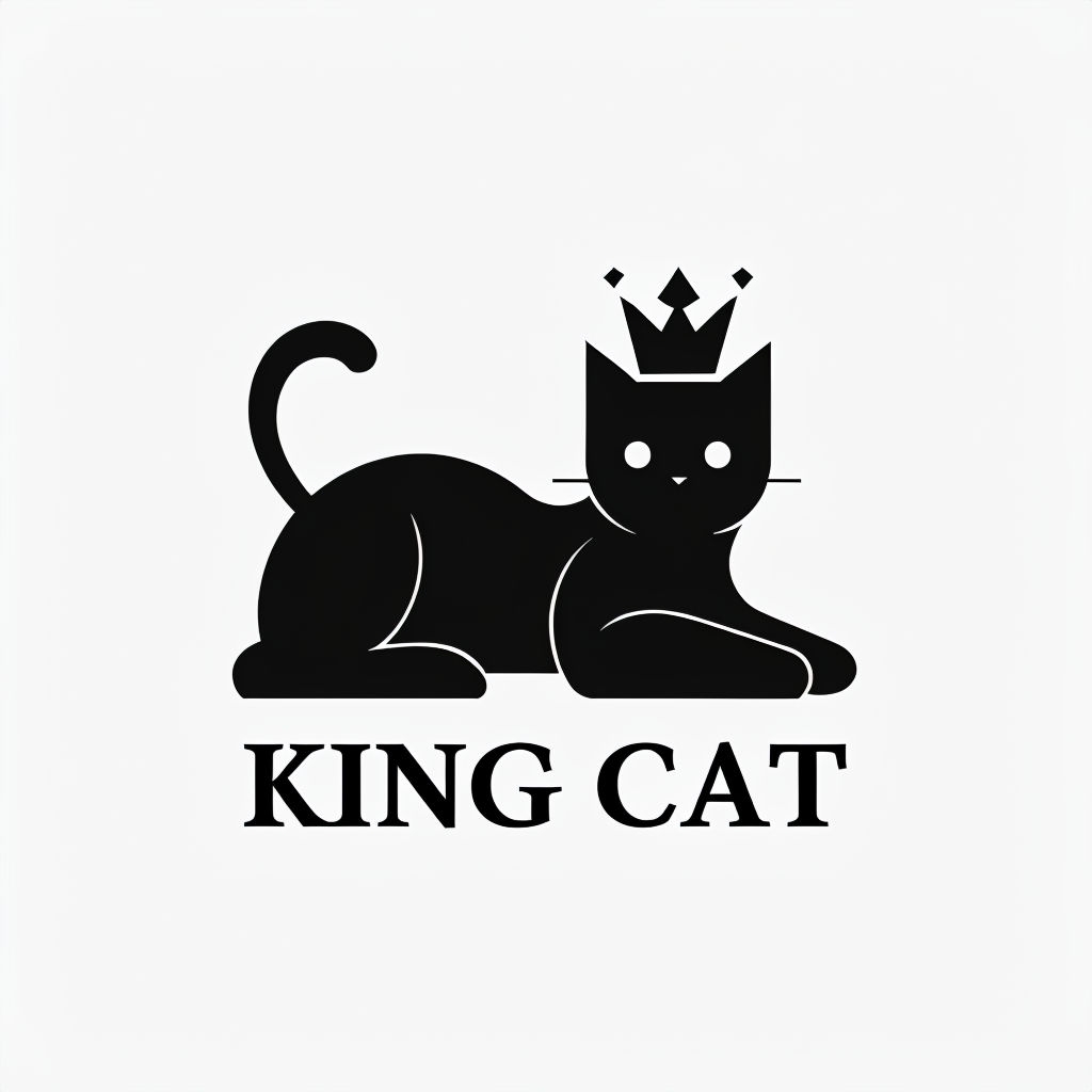 Minimalist Royal King Cat Silhouette Logo