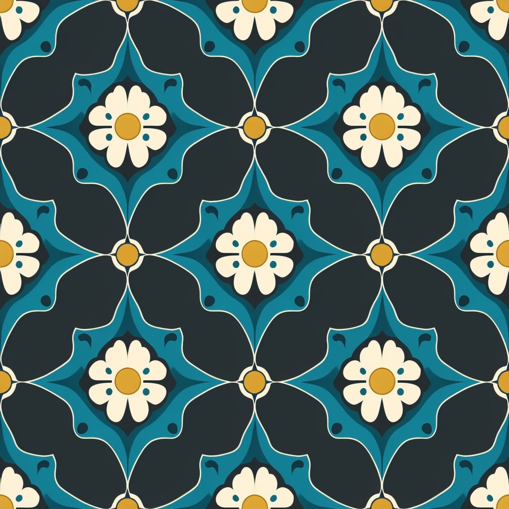 Vibrant Floral Motifs Seamless Pattern Design on Dark Background Seamless Pattern