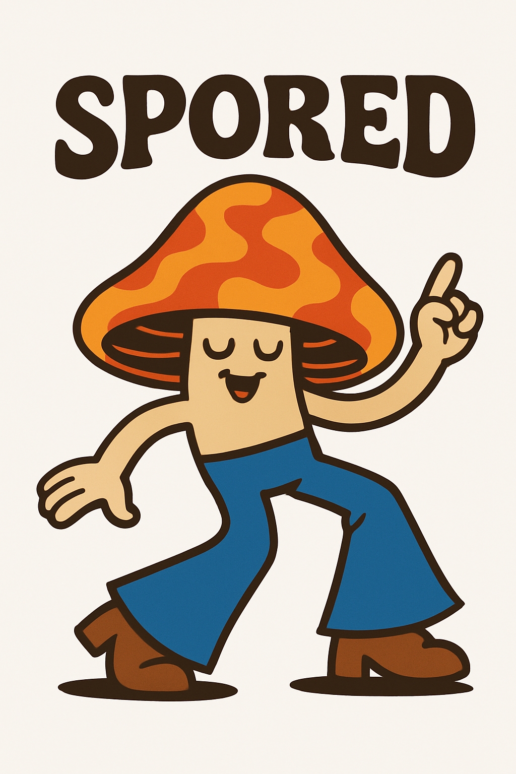 Whimsical Dancing Mushroom Character Retro T-Shirt