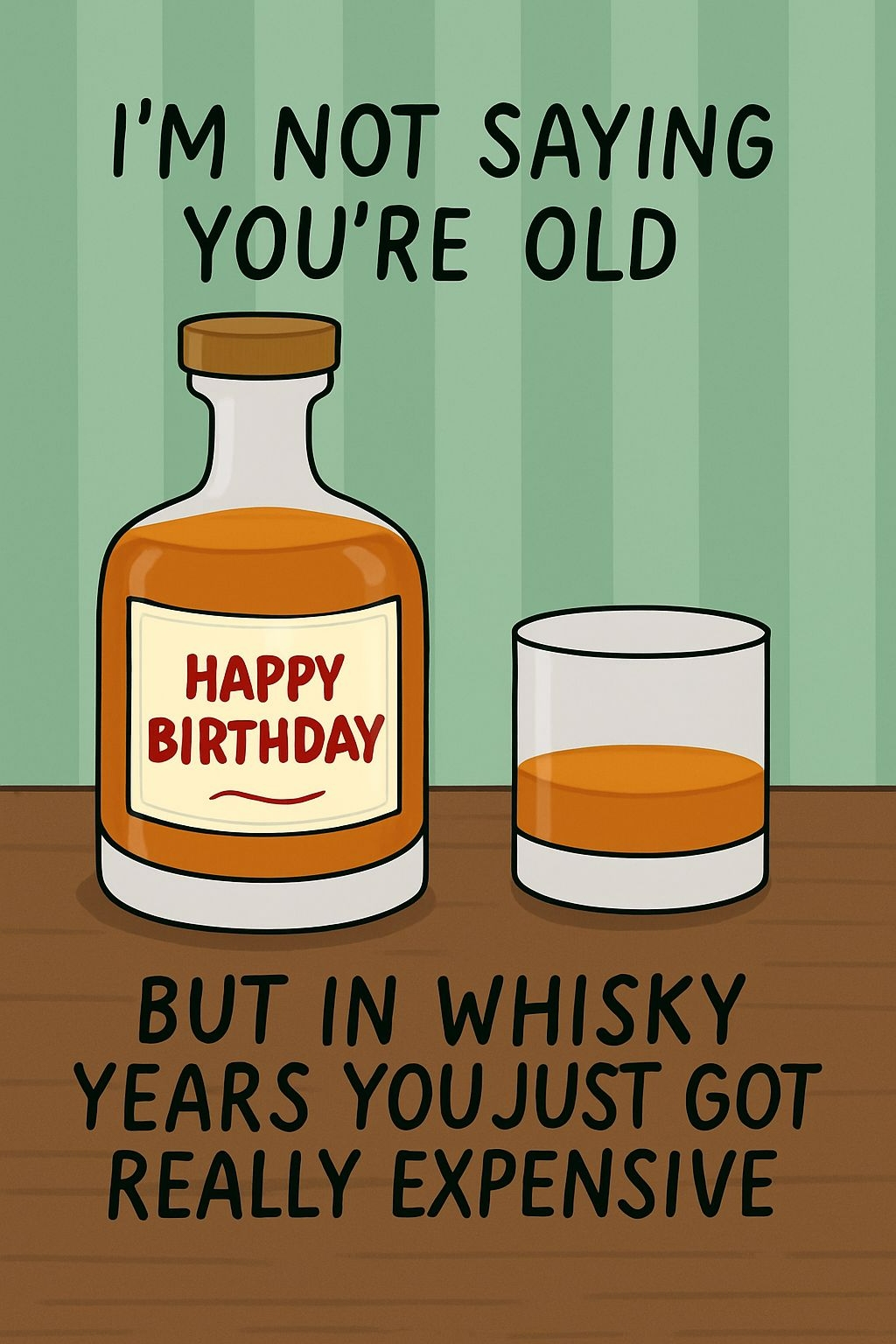 Humorous Whiskey-Themed Happy Birthday Greeting Card Design Cards & Invites