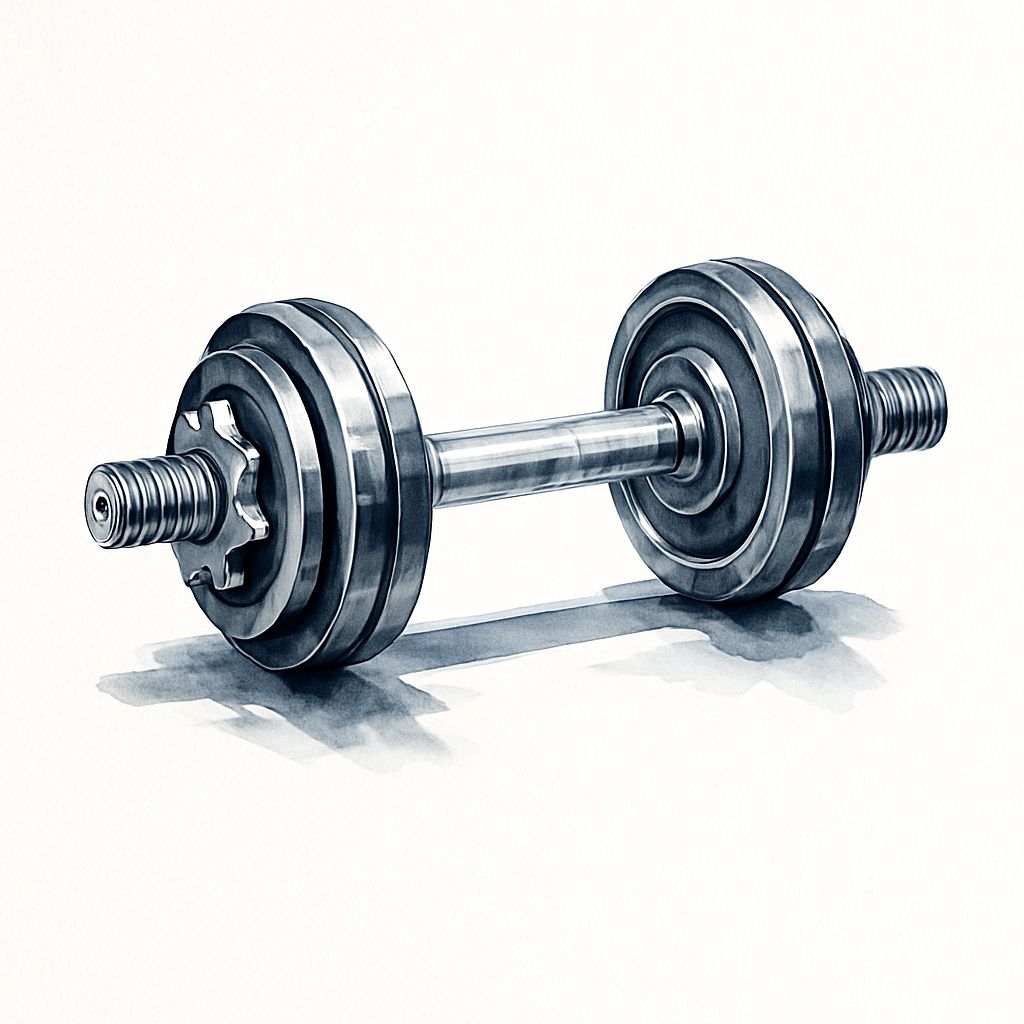 Realistic Watercolor Dumbbell Illustration for Fitness Sticker