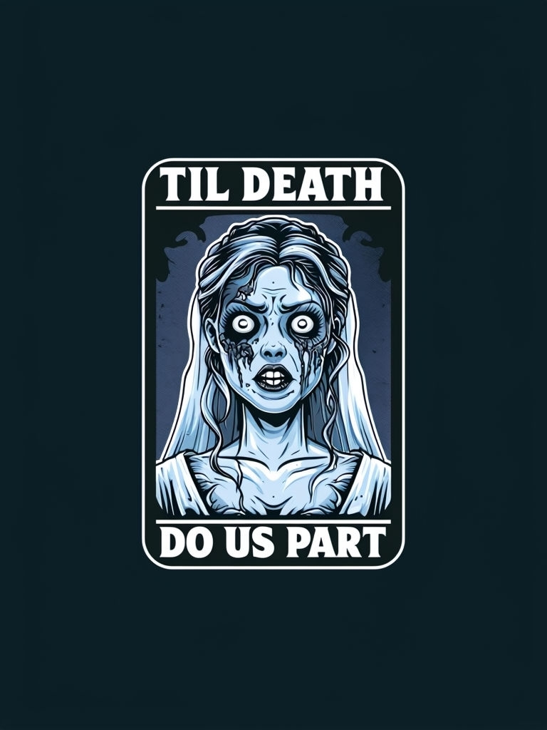 Zombie Bride T-Shirt with TIL DEATH DO US PART Text Design