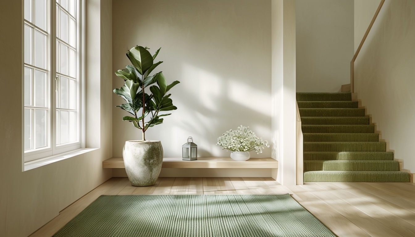 Serene Minimalist Hallway with Natural Light Virtual Backgrounds
