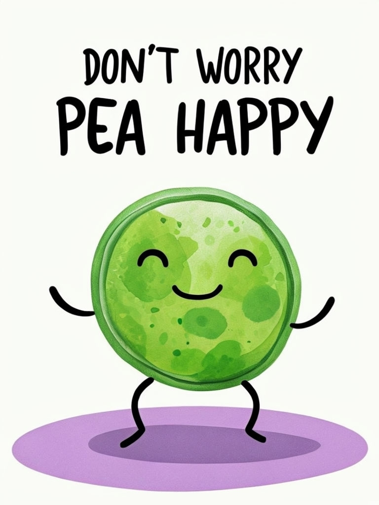 Cheerful Cartoon Don't Worry Pea Happy Illustration T-Shirt
