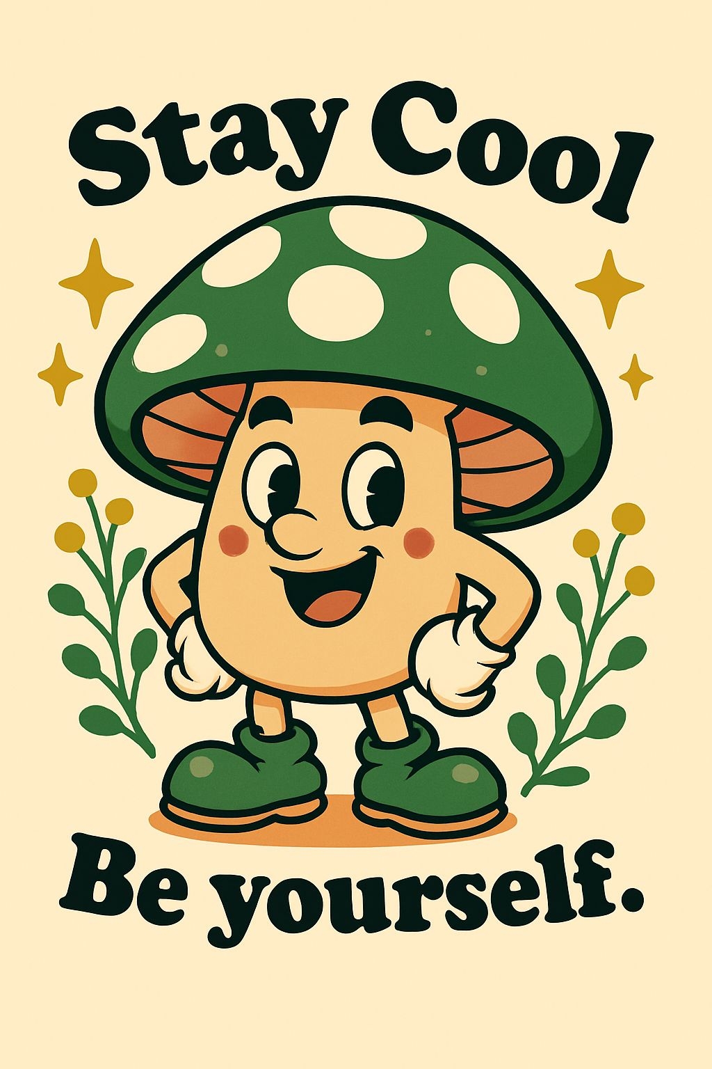 Cheerful Cartoon Mushroom "Stay Cool"
