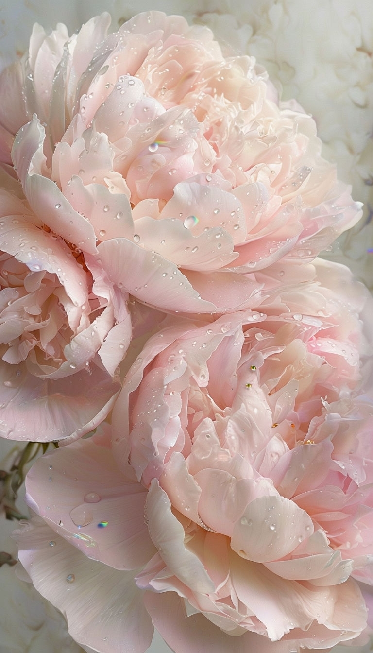 Close-Up Ethereal Pink Peonies with Dewdrops Phone Case Cover