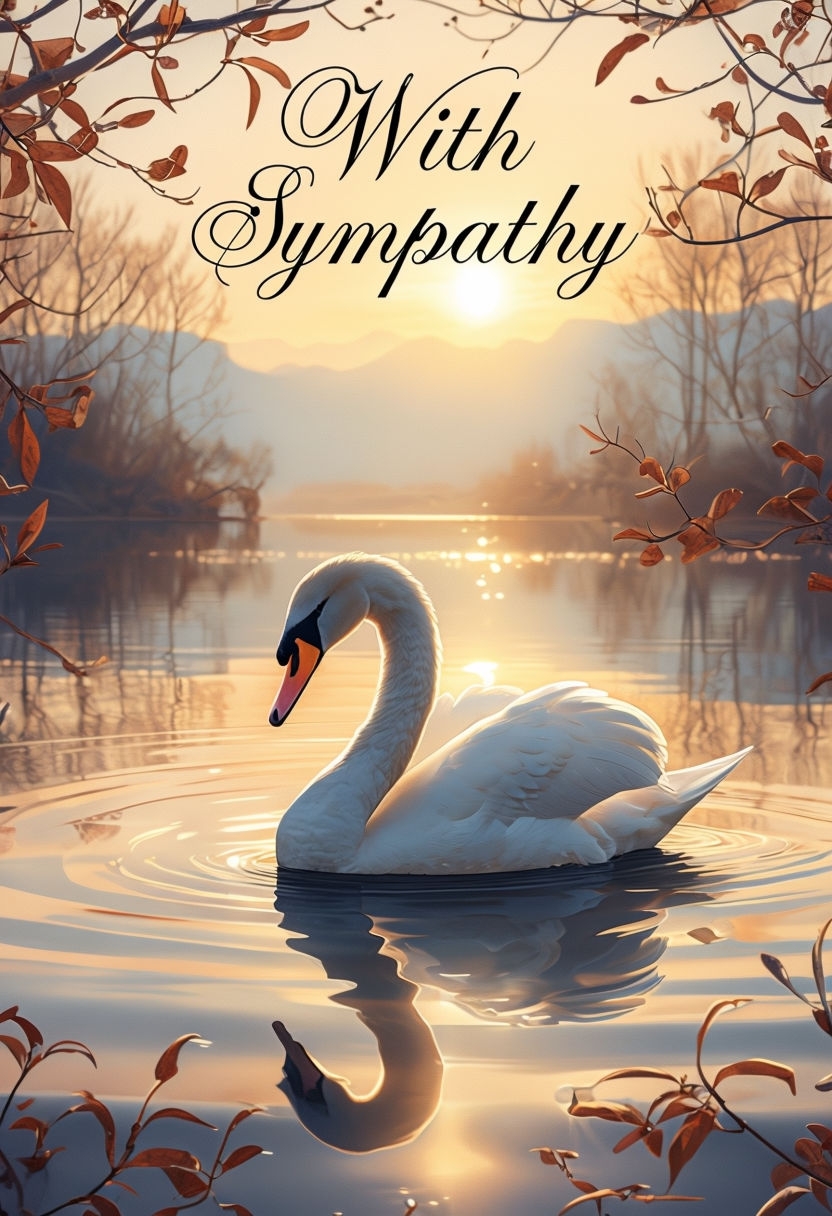 Elegant Swan Reflection with Sympathy Card