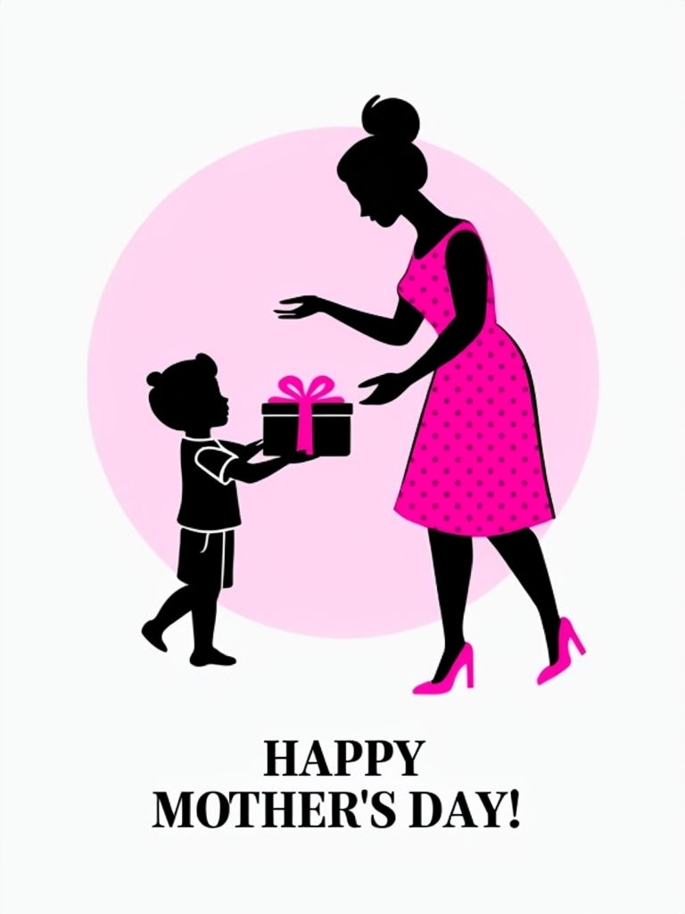Heartwarming Mother's Day Silhouette Illustration for Celebration Social Media Post