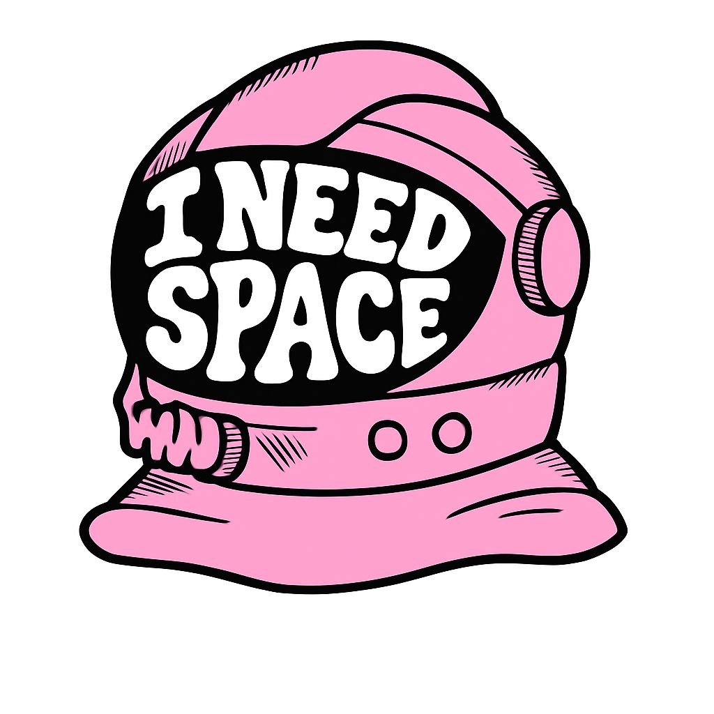 Playful Pink Astronaut Helmet Illustration Sticker