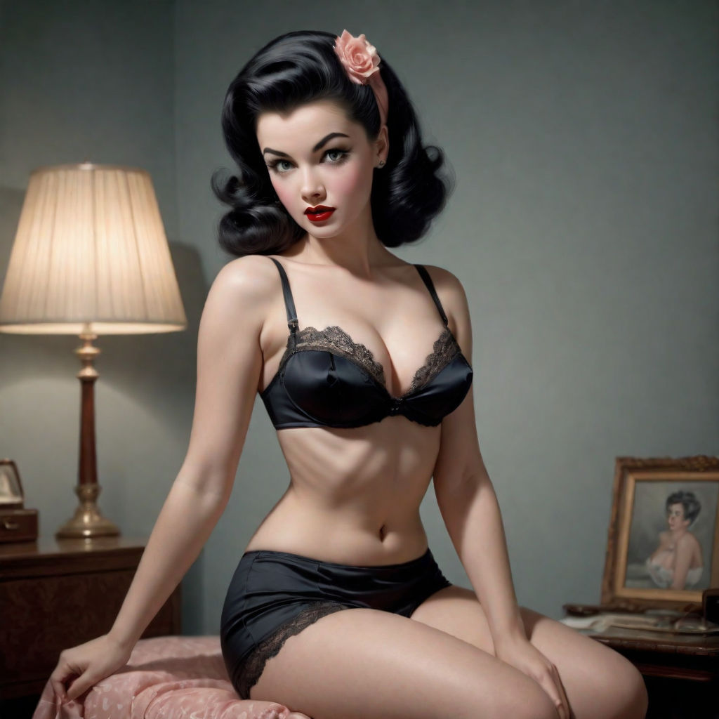 pretty woman wearing vintage lingerie