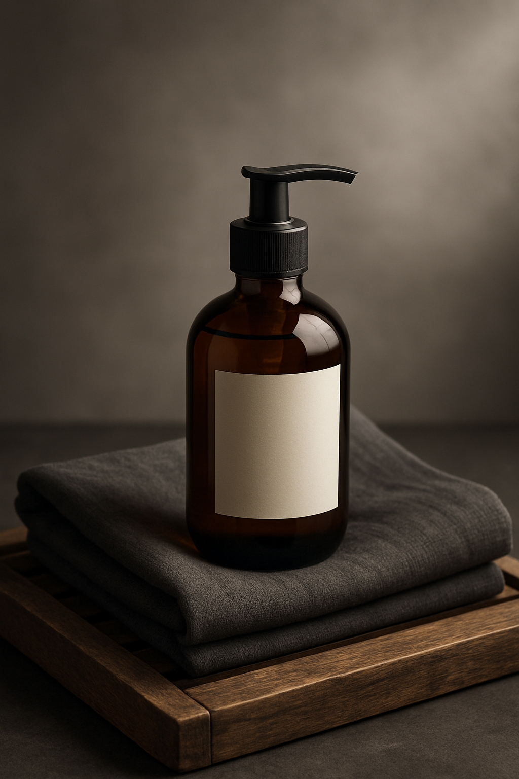 Minimalist Dark Brown Glass Bottle with Pump Mockup