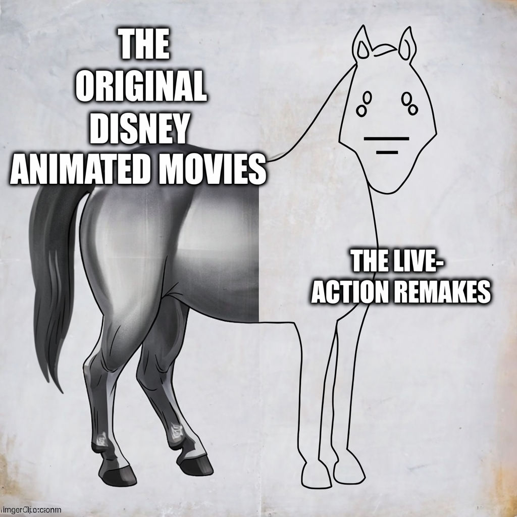 Disney Horse Meme: Animated vs Live-Action Films Humor Sticker