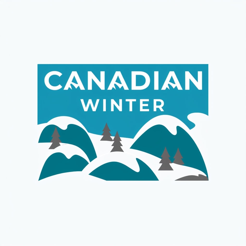 Serene Canadian Winter Landscape Flat Vector Sticker