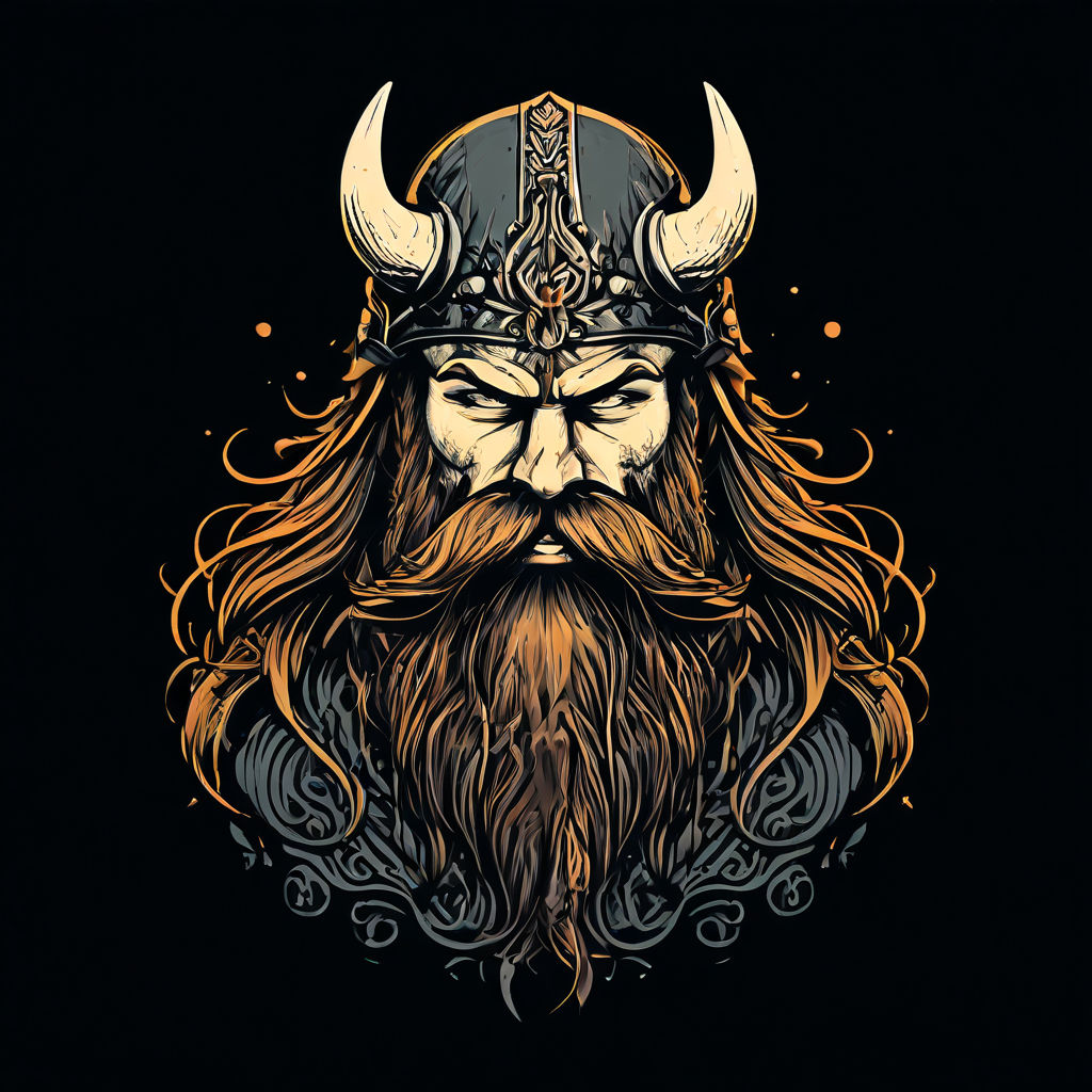 Minimalist style viking with big beard by Cyber Wiking - Playground