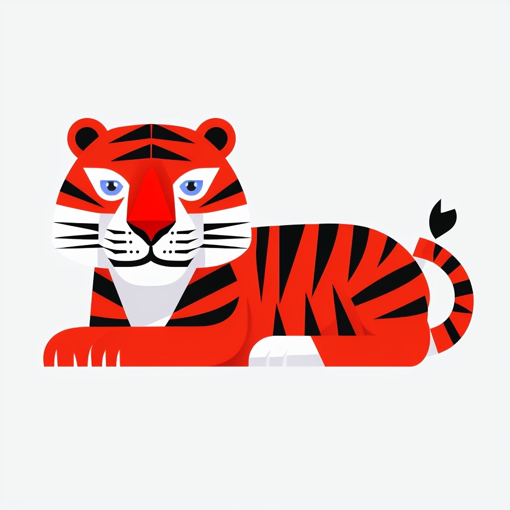 Minimalist Red Tiger Illustration on White Background T-Shirt