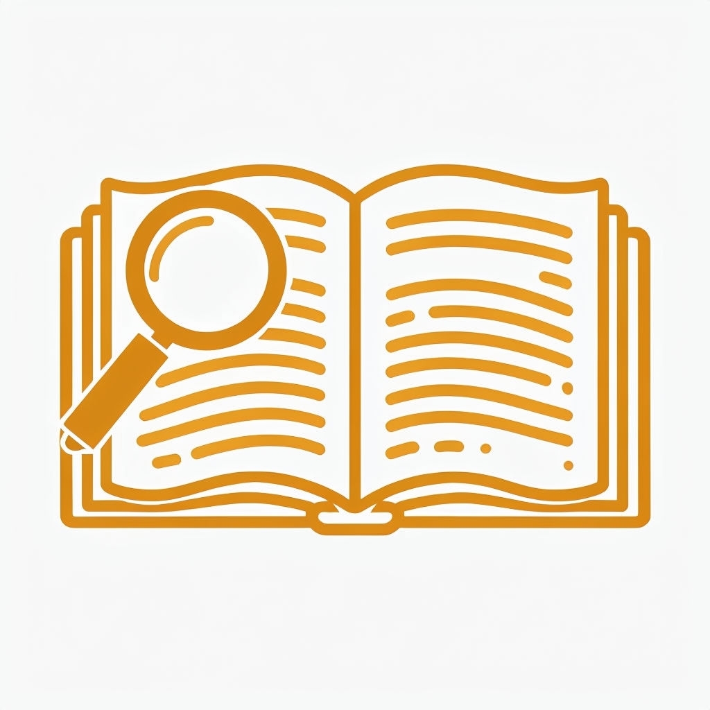 Amber Yellow Book and Magnifying Glass Icon Sticker
