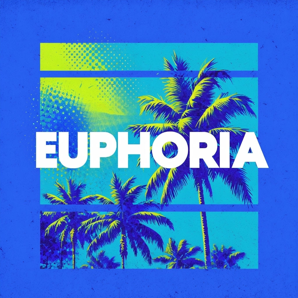 Vibrant Tropical Euphoria Palm Trees Retro T-Shirt
