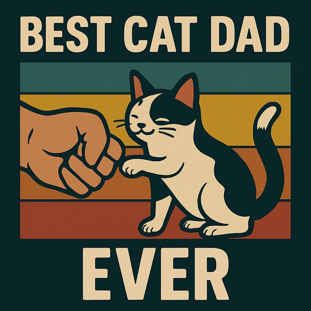 Best Cat Dad Ever Retro Illustration T-Shirt