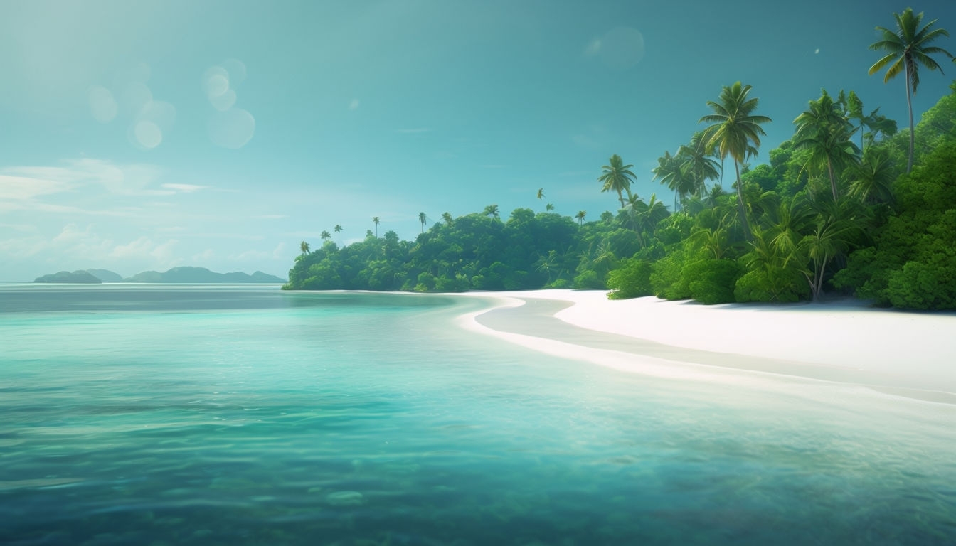 Serene Tropical Lagoon Virtual Background for Calming Atmosphere