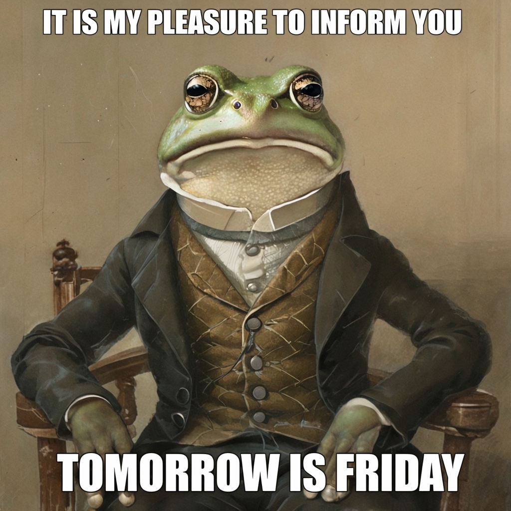 Formal Frog Meme: 'It Is My Pleasure to Inform You' Design Meme