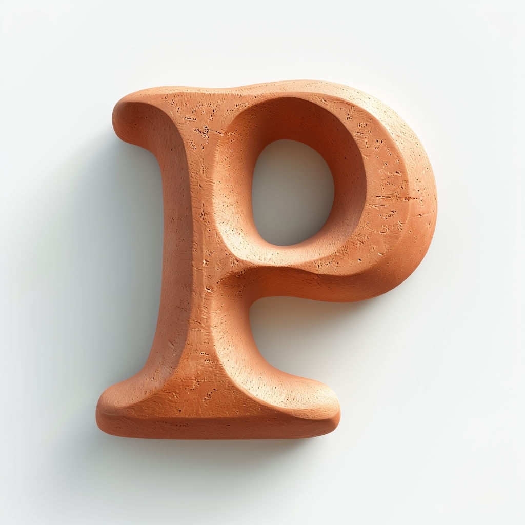 Artisan Terracotta Monogram Letter P 3D Render Sticker