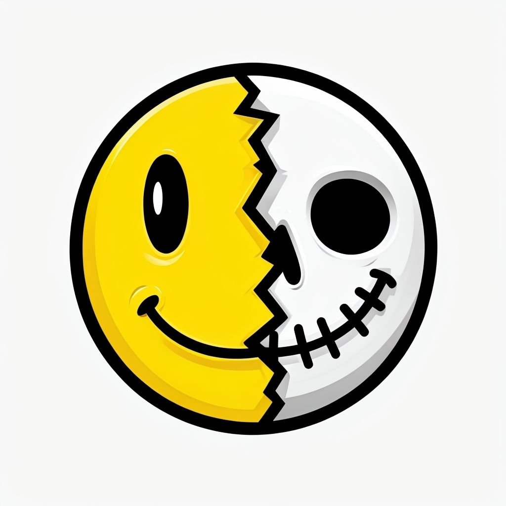 Duality of Emotion Cartoon Face Sticker