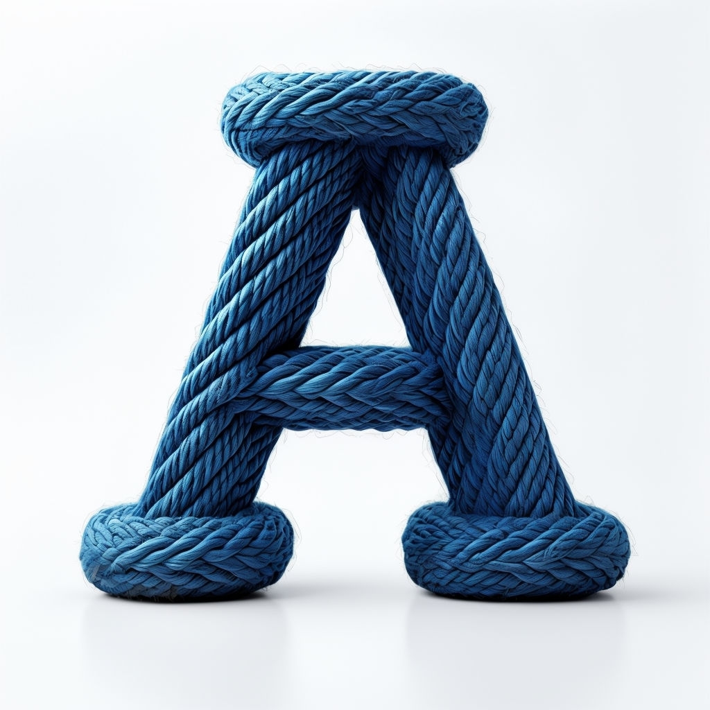 Braided Blue Rope Letter A Photorealistic Artwork Monogram