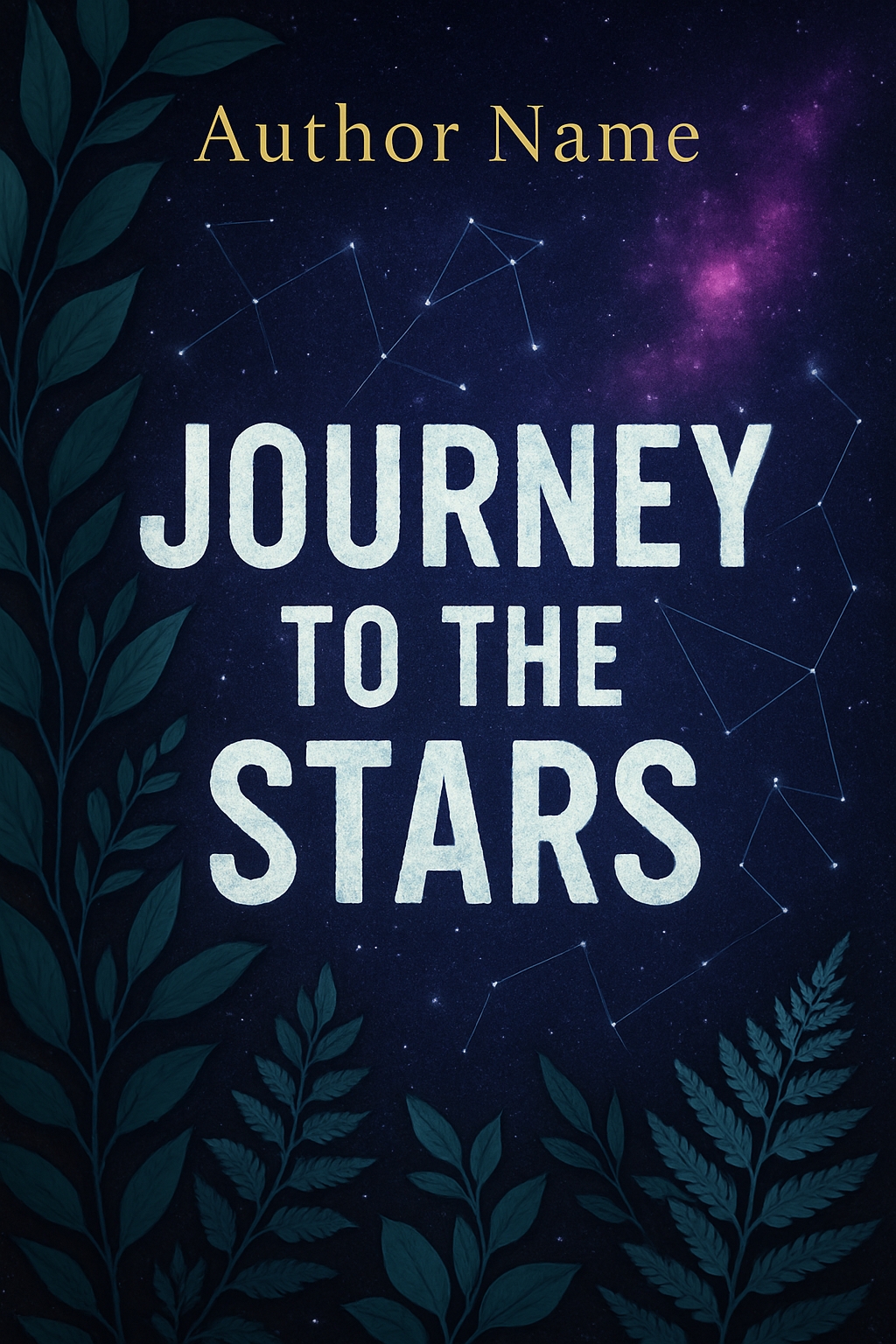 Journey to the Stars Cosmic EBook Cover Design with Botanicals