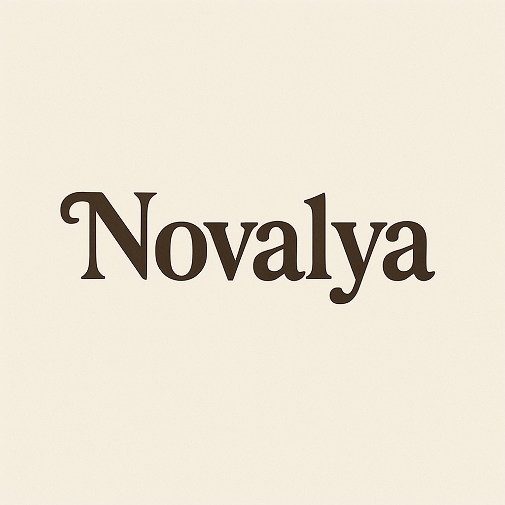 Elegant Novalya Serif Typography on Light Beige Background Logo