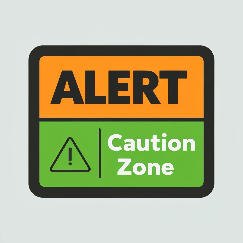 Vibrant Alert and Caution Zone Warning Sign Sticker