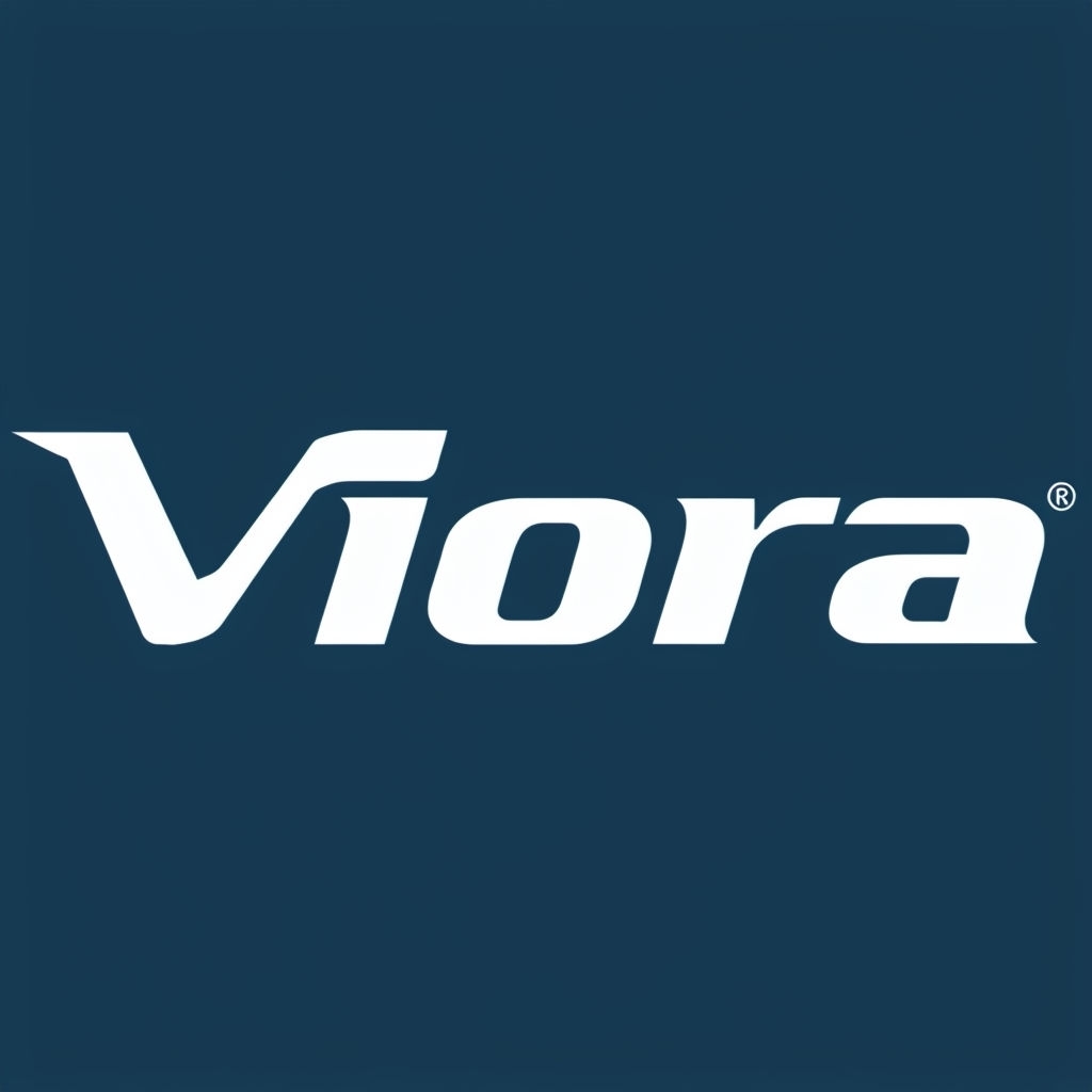 Modern Bold Viora Logo Design on Deep Navy Background