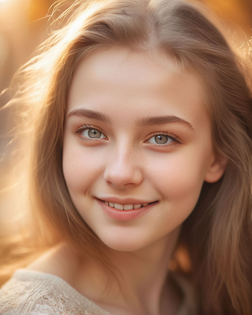 Young cute teen adorable girl smile closeup