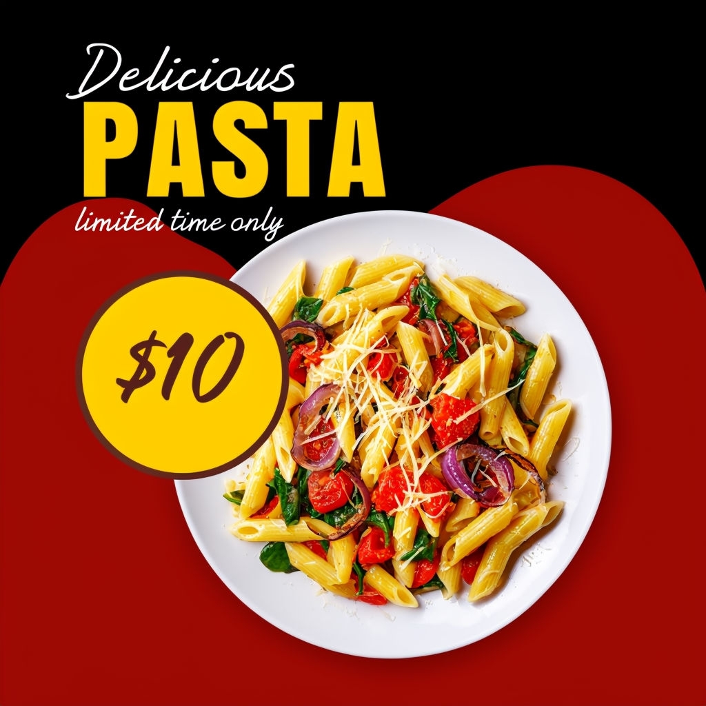 Delicious Pasta Promotional Food Advertisement Social Media Post