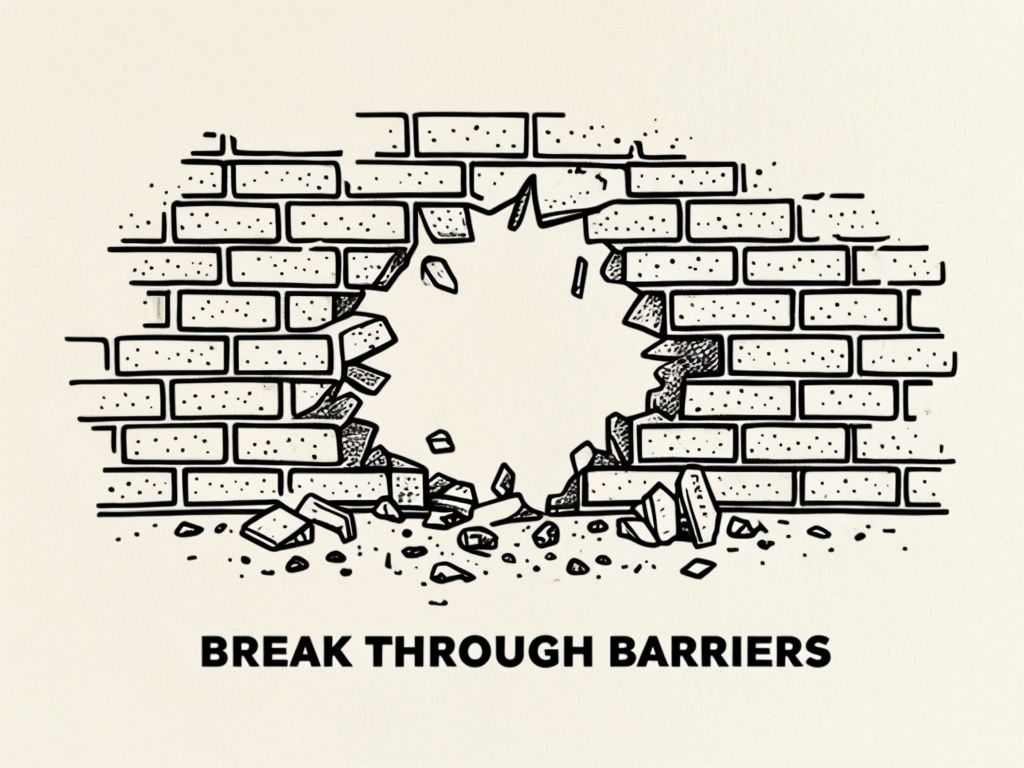 Breaking Through Barriers Minimalist Line Drawing Art Social Media Post