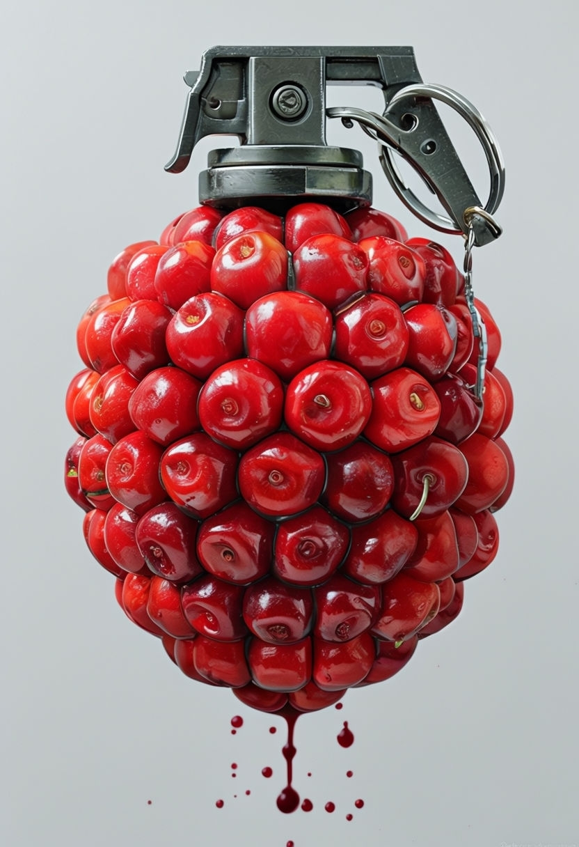 "Striking Cherry Grenade Conceptual Art Photography Poster"