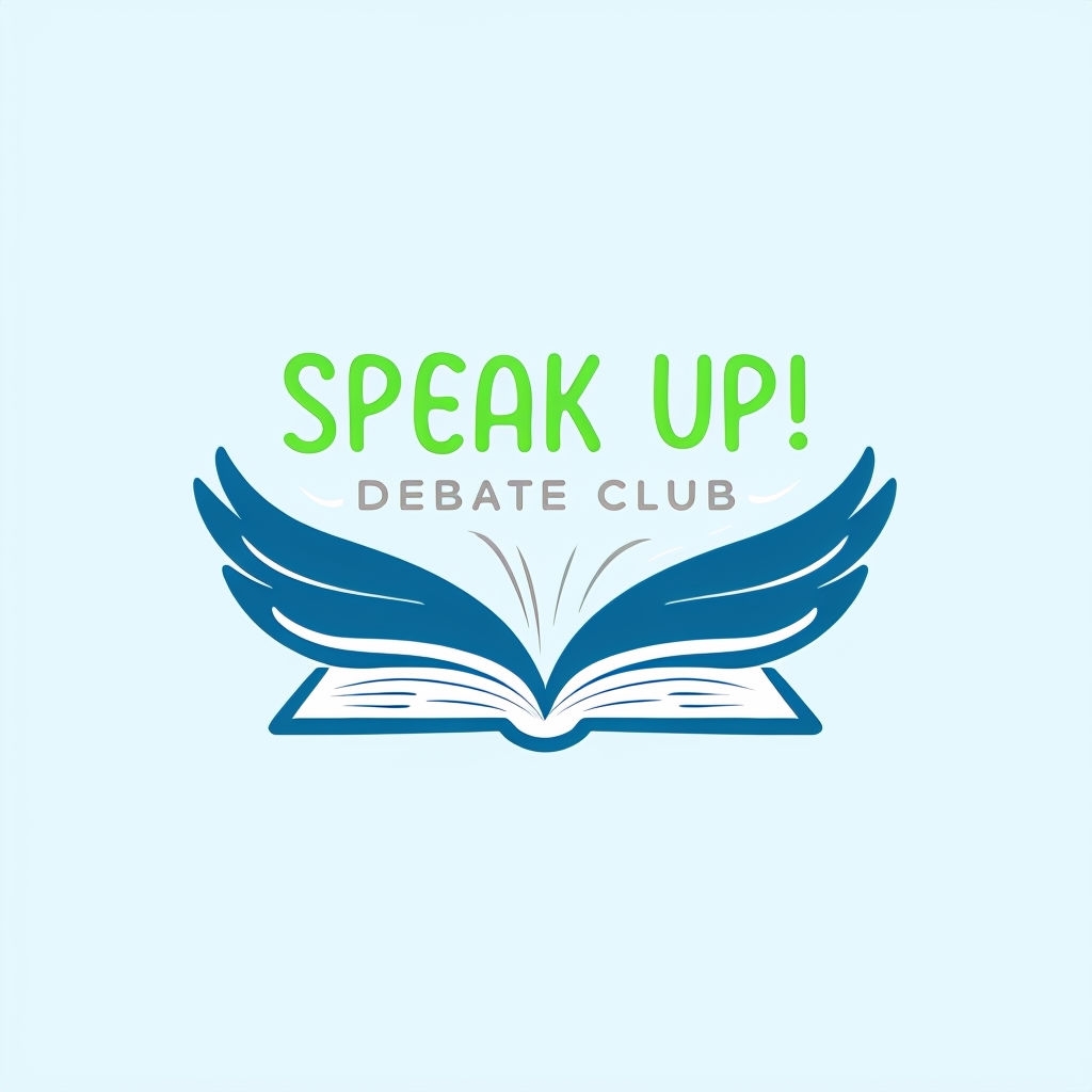 Cheerful Minimalist Book Wings Logo for Debate Club