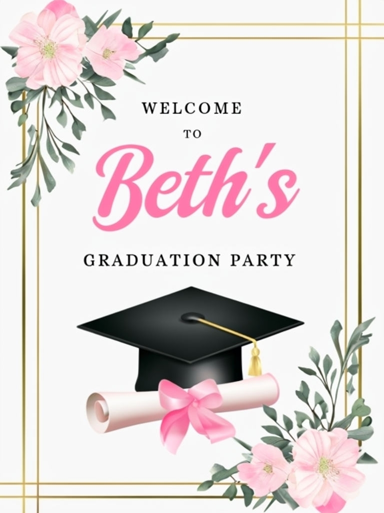 Elegant Graduation Party Invitation for Beth's Celebration Sign