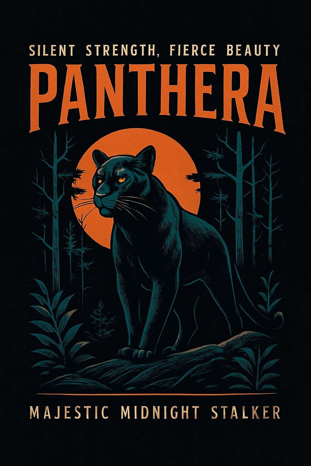 Majestic Black Panther Vintage Illustration T-Shirt