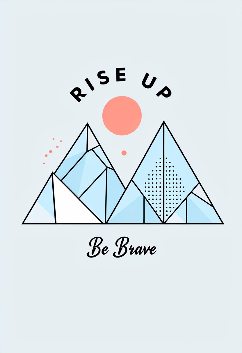 Minimalist RISE UP Be Brave Triangles Design T-Shirt