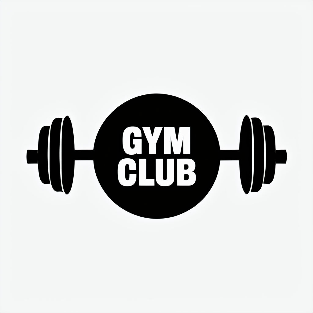 Minimalist Black and White Gym Club Logo Design for Fitness Brand Logo