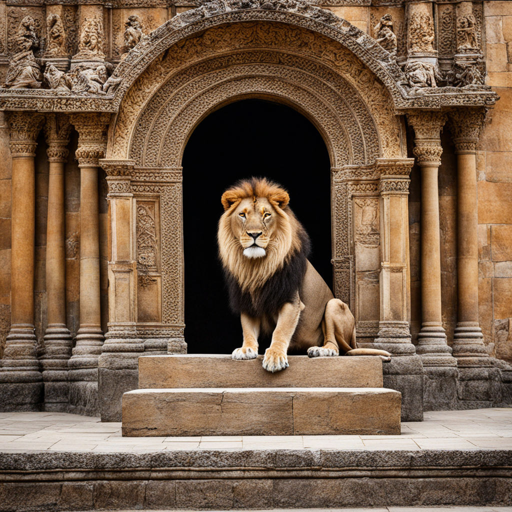 Lion setting on a throne by SAURAV KUMAR - Playground