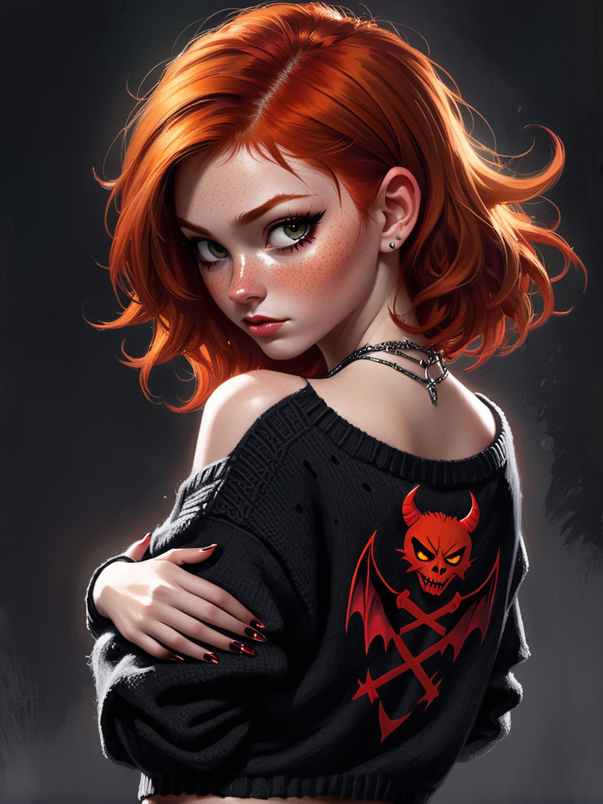 portrait of a cute and horny redhead