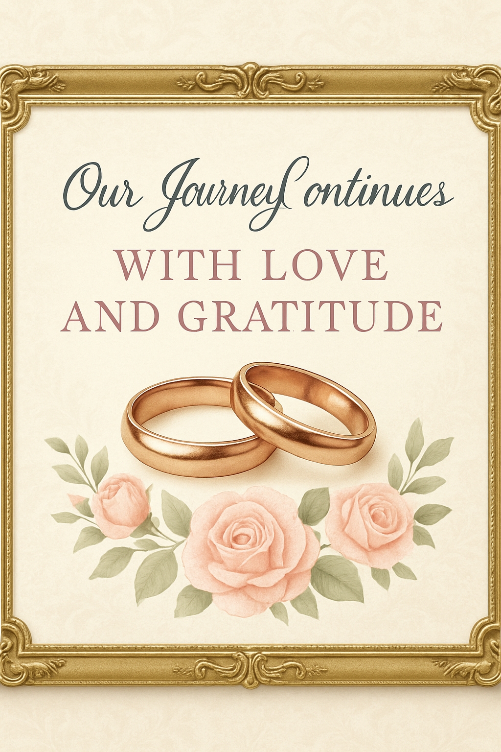 Elegant Anniversary Card with Gold Wedding Bands and Roses for Cards & Invites
