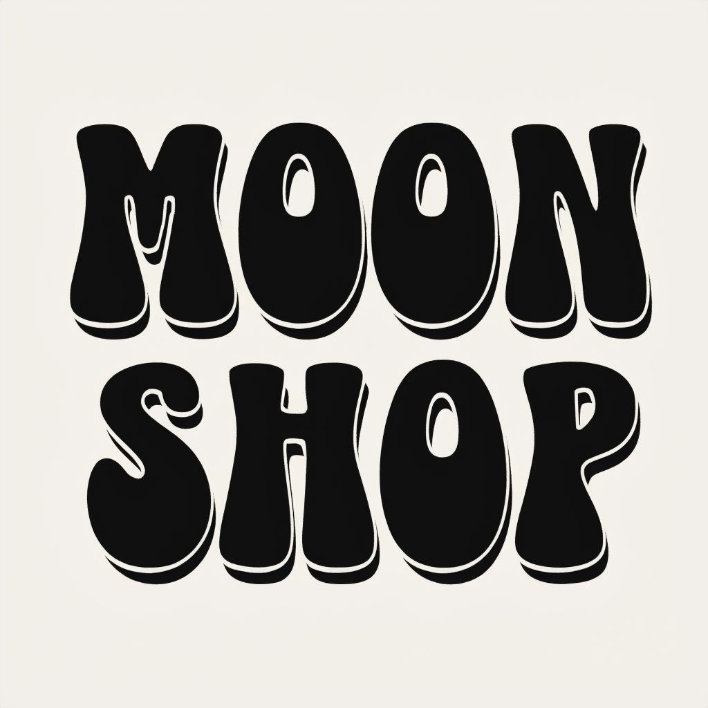 Retro-inspired Moon Shop Bold Typography Logo