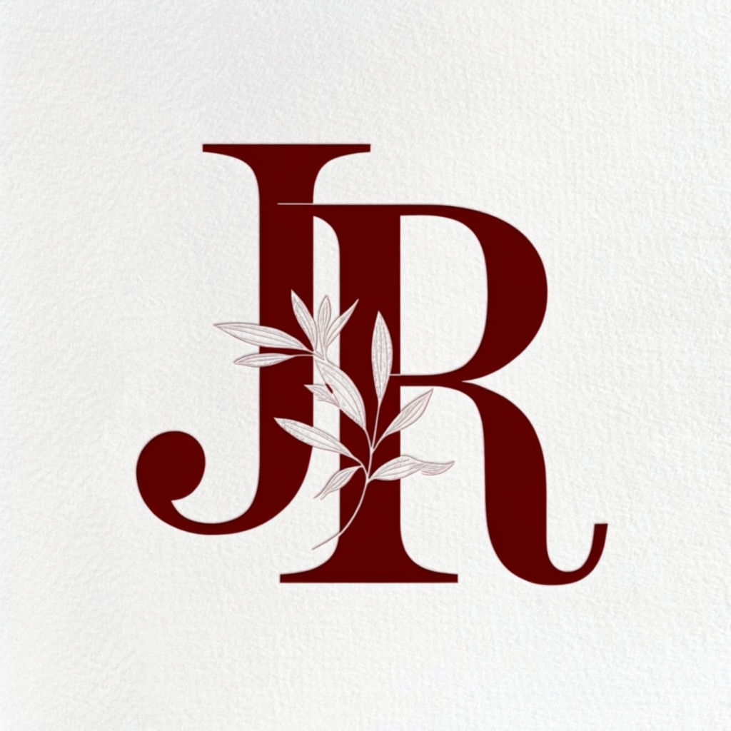 Elegant J and R Intertwined Monogram Design with Olive Branches Monogram