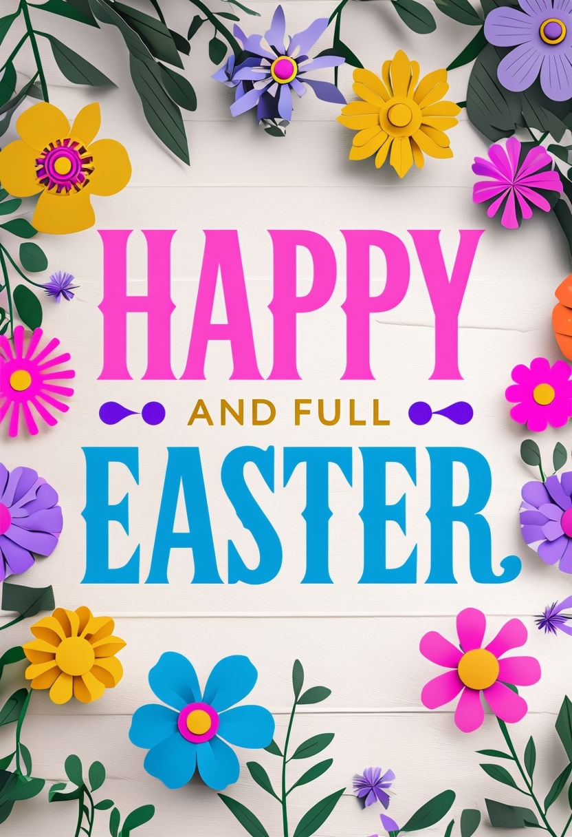 Colorful Happy and Full Easter Greeting Card Design