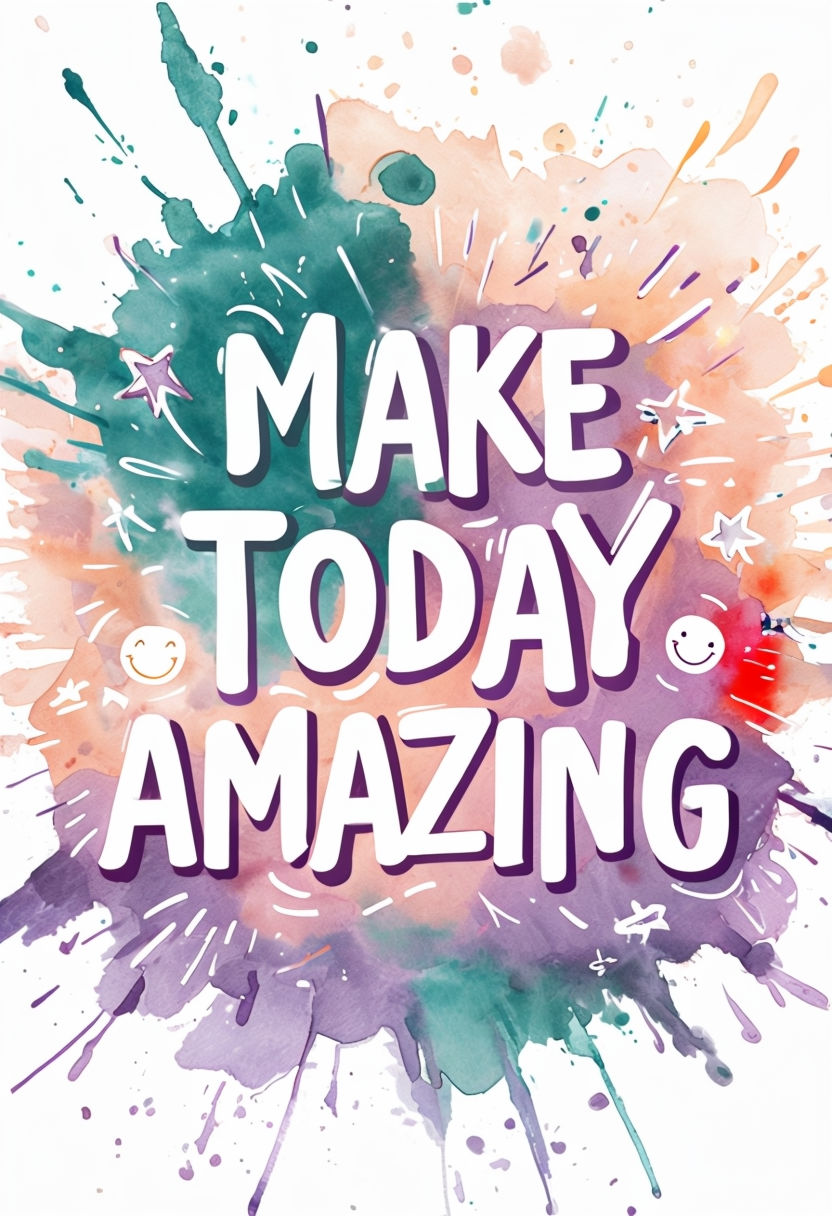 Make Today Amazing Colorful Watercolor Burst Poster